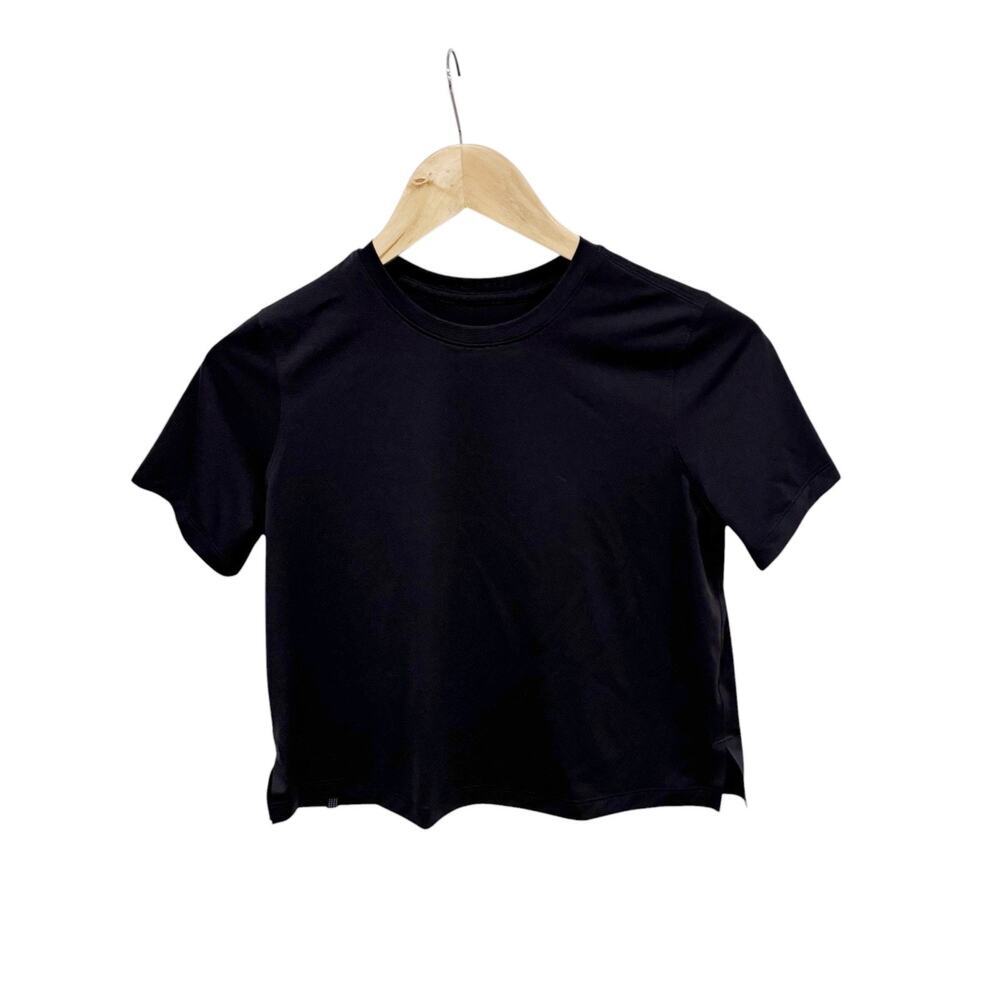 Lululemon Cropped Boxy Tee Black Women's 6 Short Sleeve Crew Neck